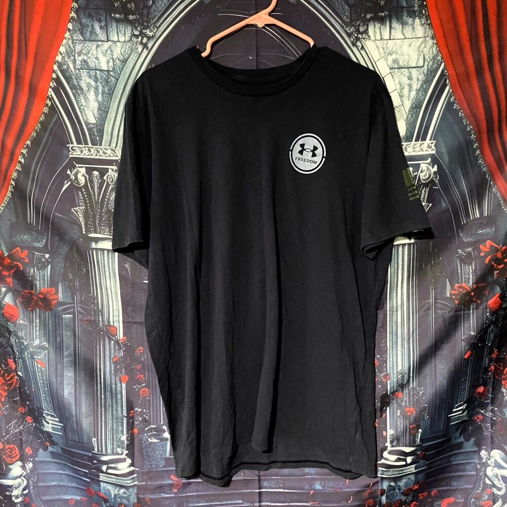 Under Armour Tactical Mission T-Shirt Men's XL Black Freedom Snake USA Patriotic - Picture 2 of 5